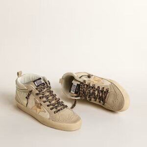 Golden Goose Mid Star with metallic leather star and crystals sz 36